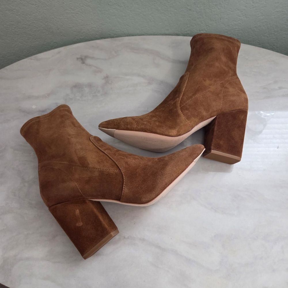 Loeffler Randall Suede Isla Brown Heeled Ankle Bootie - Picture 2 of 12
